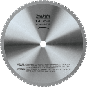 14" (70t) carbide‑tipped metal cutting blade, ferrous metal